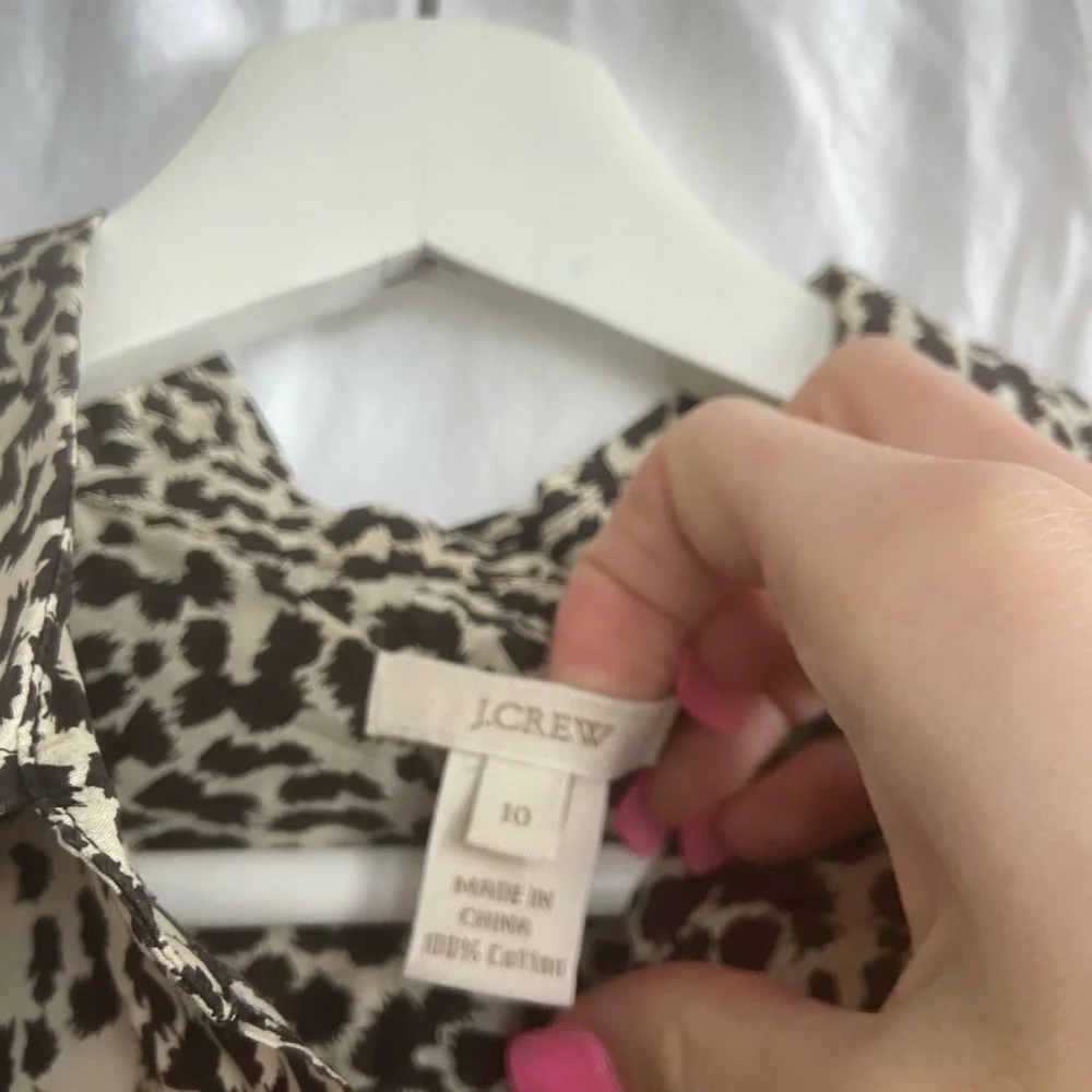J. Crew Leopard Print Button Up Casual Cotton Shirt Size 10